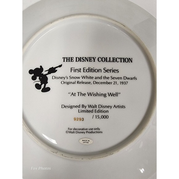 Disney Snow White "At the Wishing Well" Collector Plate Fairytale Collectible - Picture 7 of 7